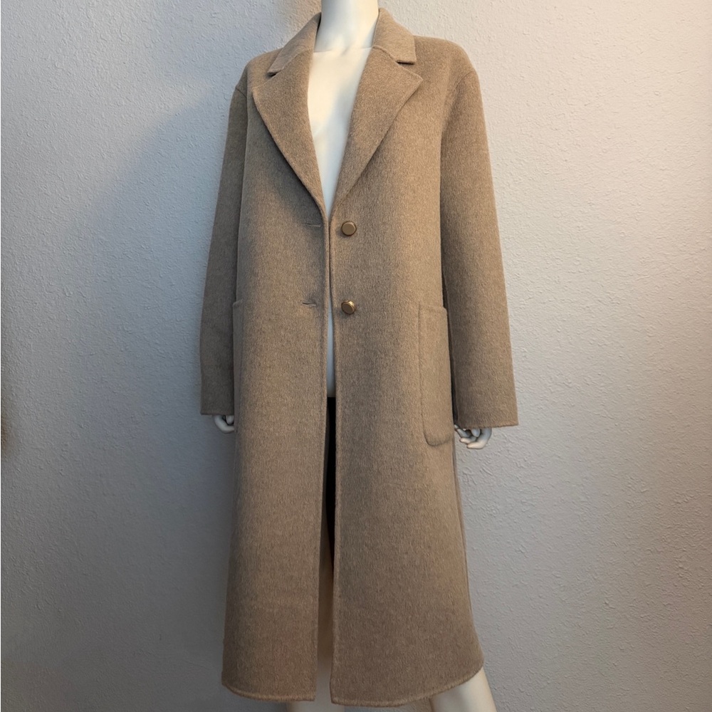 NWT ELIE TAHARI WOOL COAT PATCH‎ POCKETS STRAIGHT OVERCOAT NOTCHED COLLAR